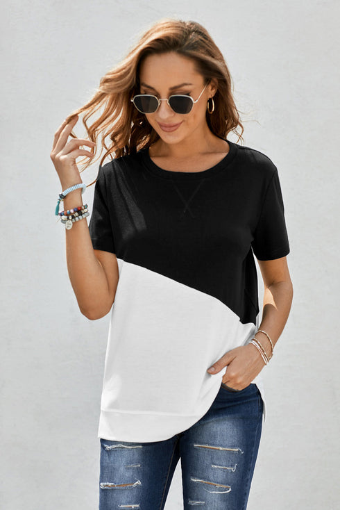 Crew Neck Colorblock Tee